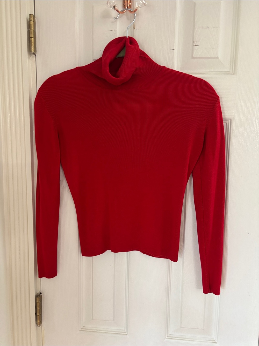 Pendleton Red Silk Ribbed Turtleneck Sweater